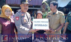 Peduli Korban Bencana, Kapolres Pinrang AKBP Santiaji Kartasasmita., S.I.K. Berikan Bantuan Sembako Kepada Korban