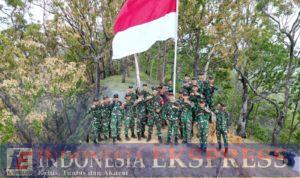 Ekspedisi Gunung Binone, Mako Satgas Yonkav 6/Naga Karimata Kibarkan Bendera Merah Putih di Puncak Gunung