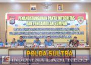 Polda Sultra Gelar Pakta Integritas dan Pengambilan Sumpah Panitia serta Peserta Seleksi Dikbangti, Dikbangmen, dan PAG