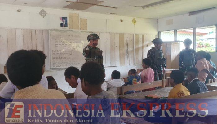 Papua Pintar Satgas Habema Disambut Gembira Siswa SD Sinak