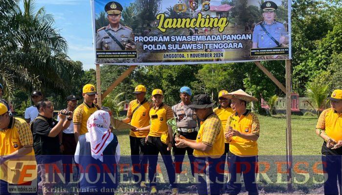 Dukung Ketahanan Pangan Nasional, Polda Sultra Tabur 1000 Benih Ikan dan Penanaman Bibit Tanaman Pangan