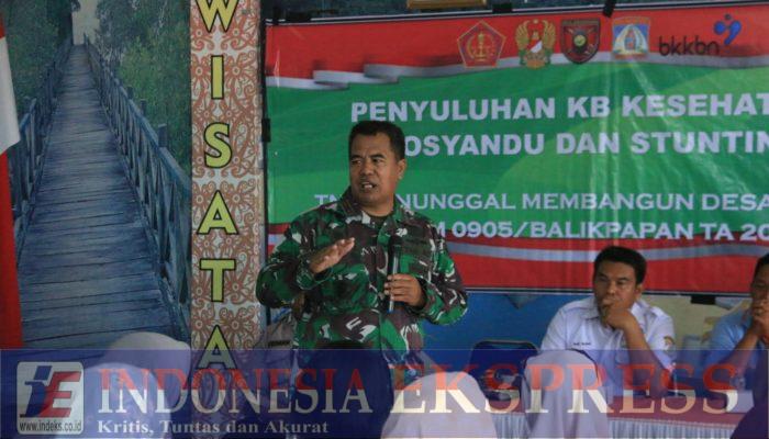 Satuan Tugas TMMD Kodim 0905/BPP Gelar Sosialisasi Penyuluhan KB Kesehatan, Posyandu, dan Stunting di Kelurahan Teritip