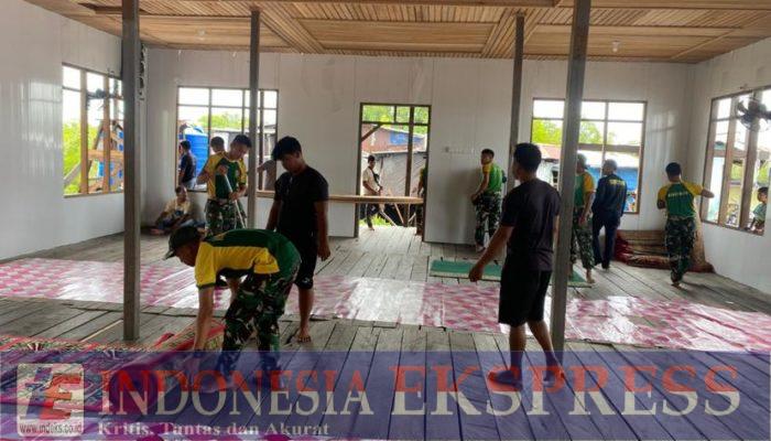 TNI Kuat Bersama Rakyat, Satgas Pamtas Yonarmed 11 Kostrad Laksanakan Pembersihan Masjid Di Perbatasan