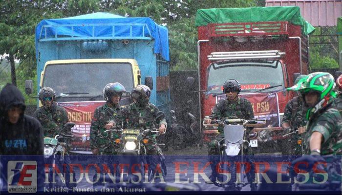 Meski Diguyur Hujan, Ratusan Personel TNI-Polri Kawal Distribusi Logistik PSU di Palopo