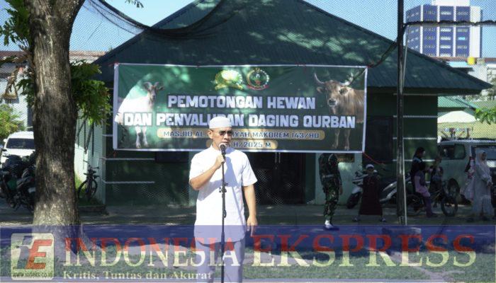 Semangat Iduladha, Prajurit dan Warga Bersatu dalam Pemotongan Hewan Kurban di Korem 143/HO
