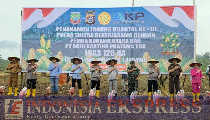 Polda Sultra Tanam Jagung di Konawe Utara, Dorong Ketahanan Pangan dan Kesejahteraan Masyarakat