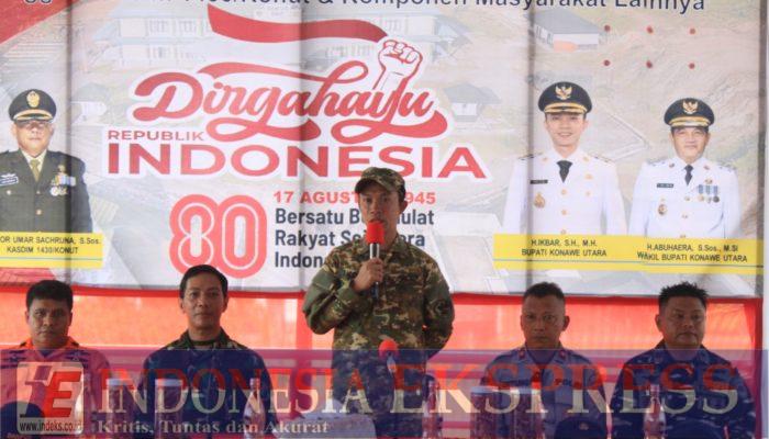 Semangat Juang 45 Menggema, Dandim 1430/Konut dan Bupati Konut Apresiasi Soliditas Hanmars HUT RI ke-80