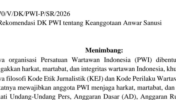 Dewan Kehormatan PWI Pusat Rekomendasikan KTA Anwar Sanusi Dicabut