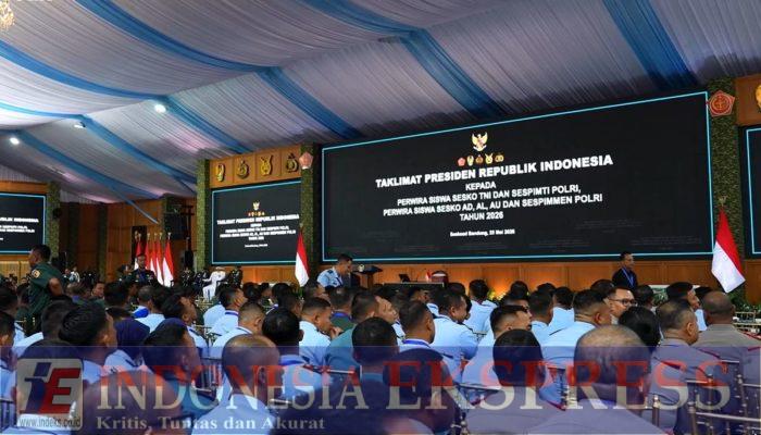 Prabowo Beri Taklimat kepada 1.000 Perwira Siswa TNI-Polri di Bandung