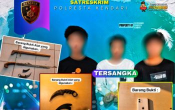 Polresta Kendari Ringkus Tiga Pelaku Begal, Polisi Amankan Sejumlah Barang Bukti 