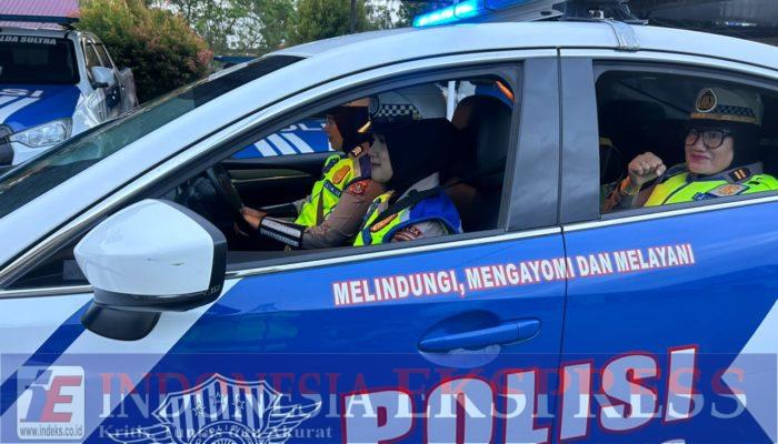Polwan Ditlantas Polda Sultra Gencarkan Edukasi Keselamatan Berlalu Lintas Lewat Program “Polantas Menyapa”