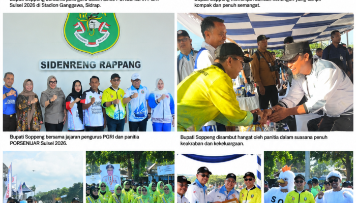 Bupati Soppeng Berbaur dalam Defile Ribuan Guru, Kontingen Terbesar Curi Perhatian di PORSENIJAR PGRI Sulsel 2026