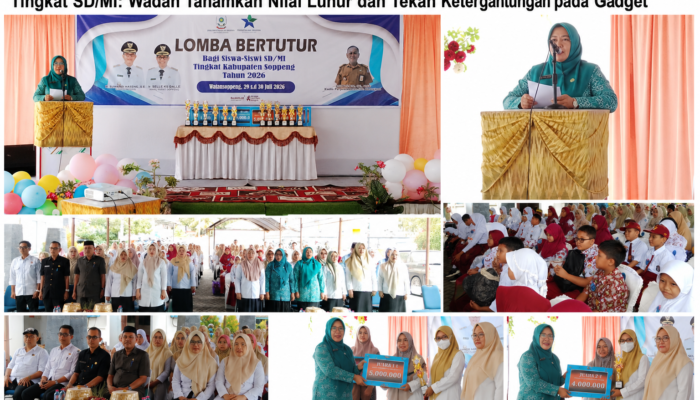 Ketua PKK Kabupaten Soppeng Resmi Buka Lomba Bertutur Tingkat SD/MI: Wadah Tanamkan Nilai Luhur dan Tekan Ketergantungan pada Gadget