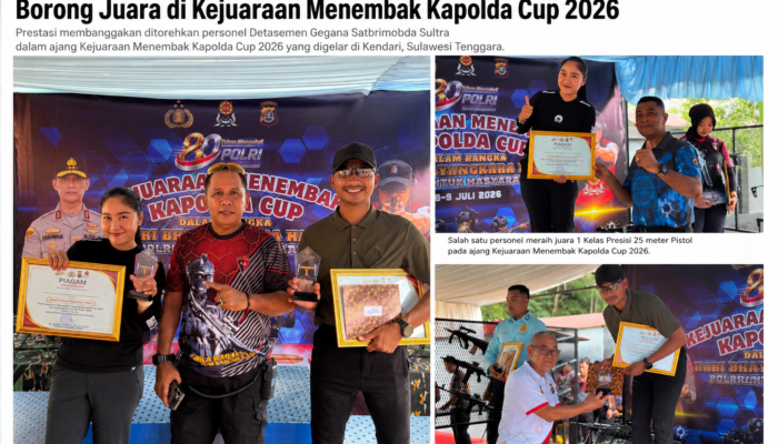 Personel Detasemen Gegana Satbrimob Polda Sultra Borong Juara di Kejuaraan Menembak Kapolda Cup 2026