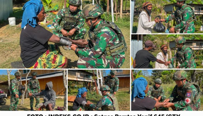 Satgas Pamtas Yonif 645/GTY Gelar Pelayanan Kesehatan bagi Warga Distrik Napua