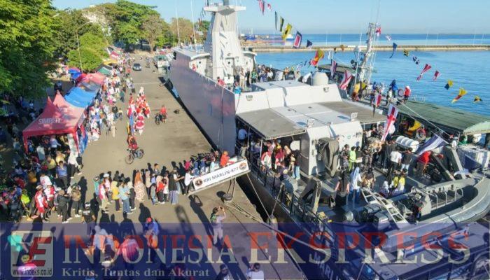 Antusiasme Warga Makassar Membeludak, Kapal Perang TNI AL Jadi Pusat Perhatian