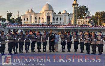 Satu Pleton Polwan Polres Soppeng Tampil Tegap di Upacara Penurunan Bendera HUT Ke-81 RI
