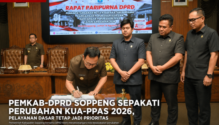 Pemkab-DPRD Soppeng Sepakati Perubahan KUA-PPAS 2026, Pelayanan Dasar Tetap Jadi Prioritas
