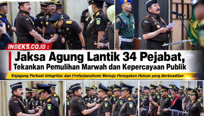 Jaksa Agung Lantik 34 Pejabat, Tekankan Pemulihan Marwah dan Kepercayaan Publik