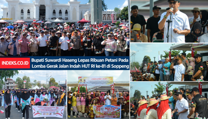 Bupati Suwardi Haseng Lepas Ribuan Petani Pada Lomba Gerak Jalan Indah HUT RI ke-81 di Soppeng