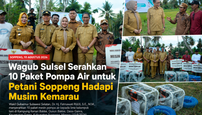 Wagub Sulsel Serahkan 10 Paket Pompa Air untuk Petani Soppeng Hadapi Musim Kemarau