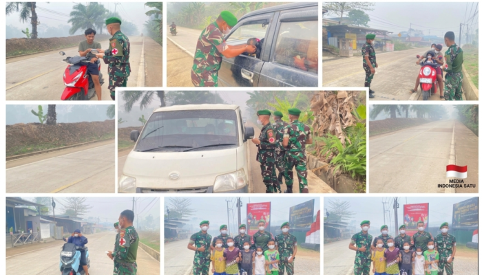 Karhutla Mengintai, TNI Bergerak Lindungi Warga: Brigif TP 85/BTC Bagikan Masker Gratis
