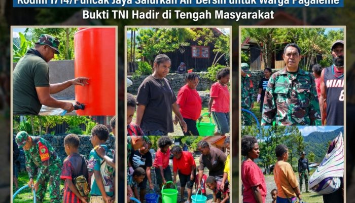 Kodim 1714/Puncak Jaya Salurkan Air Bersih untuk Warga Pagaleme, Bukti TNI Hadir di Tengah Masyarakat