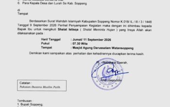 Pemkab Soppeng Imbau ASN dan Masyarakat Ikuti Salat Istisqa, Jumat Pagi, Ini Tempatnya