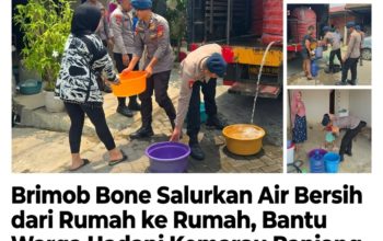 Brimob Bone Salurkan Air Bersih dari Rumah ke Rumah, Bantu Warga Hadapi Kemarau Panjang