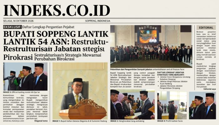 Bupati Soppeng Lantik 54 ASN, Sejumlah Jabatan Strategis Berganti, Ini Daftar Lengkapnya