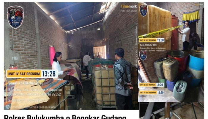 Polres Bulukumba Bongkar Gudang Penimbunan Solar Subsidi di Ujung Loe, 1.900 Liter Diamankan