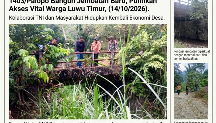 TMMD ke-130 Kodim 1403/Palopo Bangun Jembatan Baru, Pulihkan Akses Vital Warga Luwu Timur