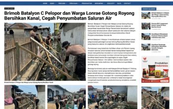 Brimob Batalyon C Pelopor dan Warga Lonrae Gotong Royong Bersihkan Kanal, Cegah Penyumbatan Saluran Air