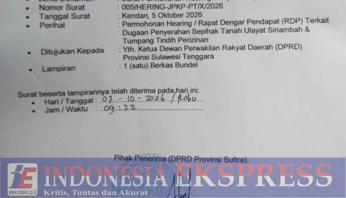 RDP Diminta Buka Dugaan Konflik Lahan 1.257 Hektare di Konut, Tim Advokasi Serahkan Surat ke DPRD Sultra